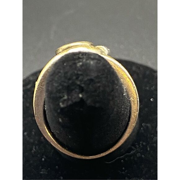 Sterling silver 925 wrap around buckle folder ring oval topaz textured with gold - Picture 9 of 13